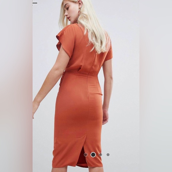 New with tags ASOS copper midi wrap dress size 8 - Picture 4 of 11